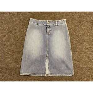 Banana Republic Denim Skirt Womens 4 Blue Knee Length Straight Stretch Casual